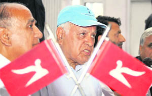 Union Minister Farooq Abdullah addresses a press conference in Jammu on Saturday.