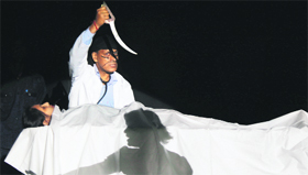 Artistes present a play on Save Girl Child during the World Health Day function in Jammu on Saturday.