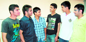 Students, who won the space design contest organised by NASA, in Amritsar.