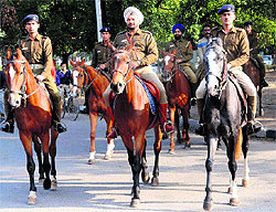 Mounted Chandigarh Police personnel ride horses