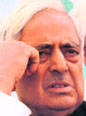 PDP patron Mufti Mohammad Sayeed at a workers meeting in the Miran Sahib area of Jammu on Sunday. 