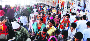 Devotees throng the Mata Vaishno Devi Shrine near Katra. 