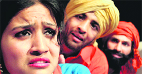 A scene from the play Sahsa Kyun Laut Aaya.