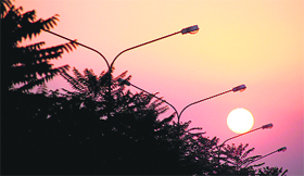 The setting Sun makes for a breathtaking view in Jalandhar on Sunday.