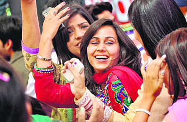 Girls perform a dance during the the second alumni meet of Lord Mahavira Homoeopathic Medical College and Hospital in Ludhiana on Sunday.