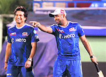 Mumbai Indians Sachin Tendulkar during a practice session in Visakhapatnam. 