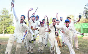 Fans of cricketer Yuvraj Singh in a jubilant mood at the Sector-19 playground in Chandigarh on Monday. 