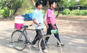 Due to lack of water facility, players have to go to Block D of the Sports Complex in Sector 42, Chandigarh, to fetch water. 