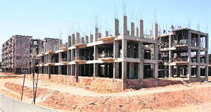 A view of flats under the self-financing housing scheme, which are being constructed at Sector 63 in Chandigarh. 
