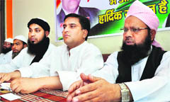 Muslim clerics address a press conference in Dehradun 