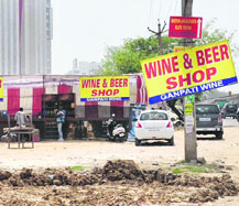 A wine and beer shop in a green belt at Gurgaon.