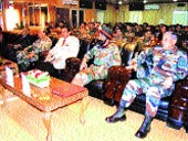 Senior Army officers at a seminar on human rights in Awantipora on Monday. 