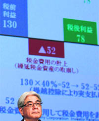 Sony Corp CFO Masaru Kato looks on as he attends a news conference in Tokyo on Tuesday.