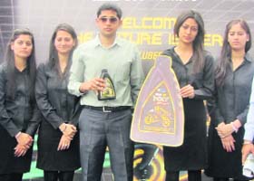 Employees of Bharat Petroleum during the launch of a generation lubricant in Chandigarh on Tuesday