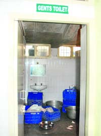A toilet that was used as kitchen during the visit of Haryana Chief Minister Bhupinder Singh Hooda and tennis player Leander Paes at the CLTA complex, Sector 10, Chandigarh, on Tuesday