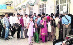 Queues of vehicle owners outside the office of the SDM, Palampur.