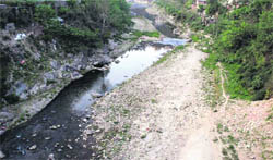 A view of the Beas that almost disappears below the Pandoh Dam in the winter months.