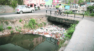 Garbage in one of the canals in Trikuta Nagar area, Jammu. 