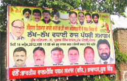 A poster been put up by the Bhartiya Valmiki Dharam Samaj in regard of the state-level function 
