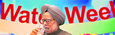 Prime Minister Manmohan Singh at the inauguration of India Water Week in New Delhi on Tuesday.