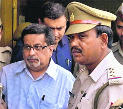 Rajesh Talwar being produced in a special CBI court in Ghaziabad on Wednesday.