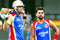 Royal Challengers skipper Daniel Vettori and Virat Kohli during a practice session in Chennai on Wednesday