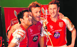Piyush Chawla, Adam Gilchrist and David Hussey