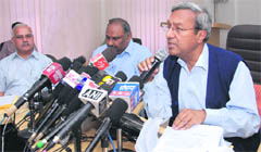 Uttarakhand Additional Chief Secretary Alok Kumar Jain addresses a press conference in Dehradun