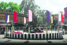 A roundabout decorated ahead of the Rajouri Day celebrations.