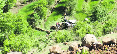 A rescue operation under way at the scene of the accident.