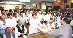 UP Chief Minister Akhilesh Yadav files his papers for the Legislative Council in Lucknow
