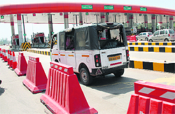 A view of the newly opened toll plaza on the Panchkula-Shimla highway at Chandi Mandir