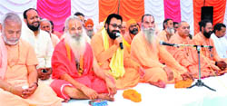 Saints during a convention at Chetan Jyoti Ashram in Haridwar 