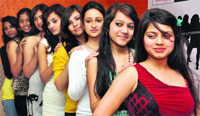Girls during the audition for the Fourth Miss Super Model Contest in Dehradun