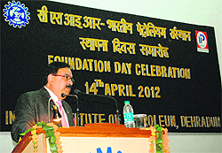 S. Vasudeva, chairman and managing director, ONGC, during the foundation day function of the Indian Institute of Petroleum in Dehradun on Saturday