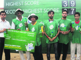 Winners of the Sprite Gully Cricket Championship (Season V) in Jammu on Saturday. 