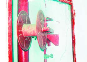 A fire fighting equipment without a hosepipe at Guru Nanak Dev Hospital