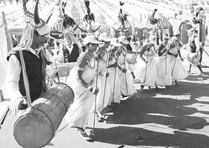 Artistes perform at a cultural event during the silver jubilee celebrations of the zonal cultural centres at the parade ground in Panchkula