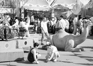 Visitors throng food stalls during the silver jubilee celebrations of the zonal cultural centres at the parade ground in Panchkula on Sunday.
