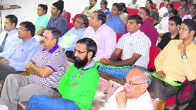 Members take part in the Optometrists Association Chandigarh meeting. A Tribune photograph