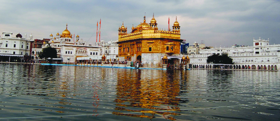 A beautiful view of the Golden Temple on a cloudy Monday in Amritsar. 