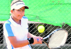 Harleen who claimed the girls U-12 title in action. 