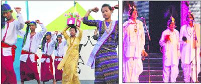 Artistes perform on the concluding day of the silver jubilee celebrations of the zonal cultural centres in Panchkula on Monday. 
