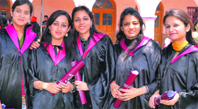 Students of DAV College, Ambala city, in a happy mood at the convocation.