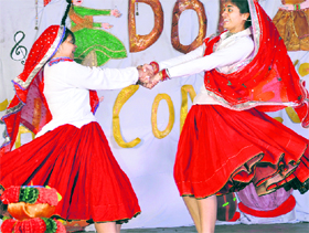 Students of DAV Dental College of Yamunanagar present a dance at a cultural show.