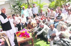 PDP patron Mufti Mohammad Sayeed addresses a gathering in Jammu on Monday