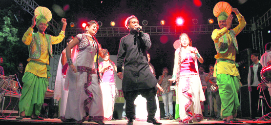 Members of the Lodhi Club celebrate Baisakhi in Ludhiana on Monday.