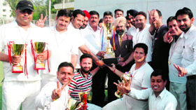 The jubilant Kings XI team that won the second ML Saini Memorial Cricket Cup in Amritsar.