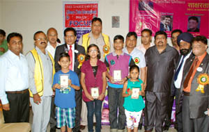 The students of Sharp Brains Institute being honoured by Alliance Club International during a function held in Bathinda on Tuesday. 