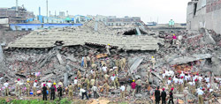 Rescue operations in full swing at the site of the building collapse in Jalandhars Focal Point Extension area